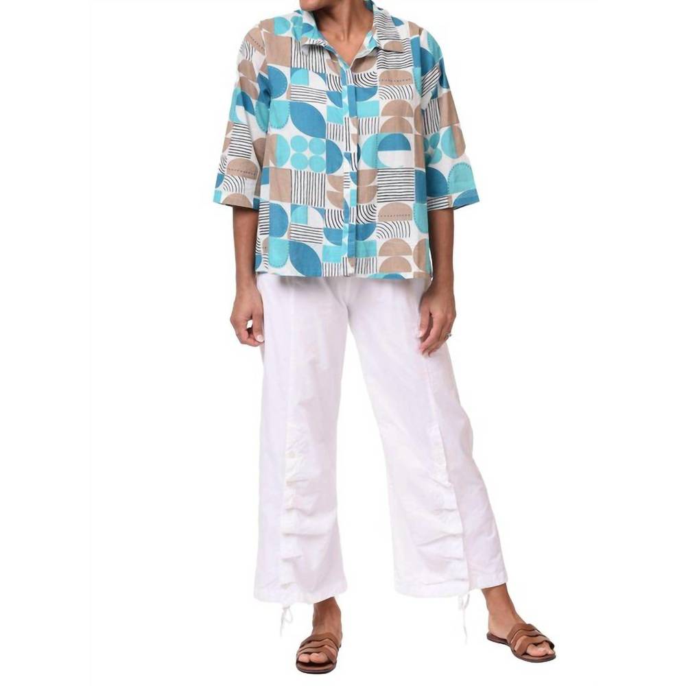 NEW TULIP CLOTHING grayson blouse in geo candy